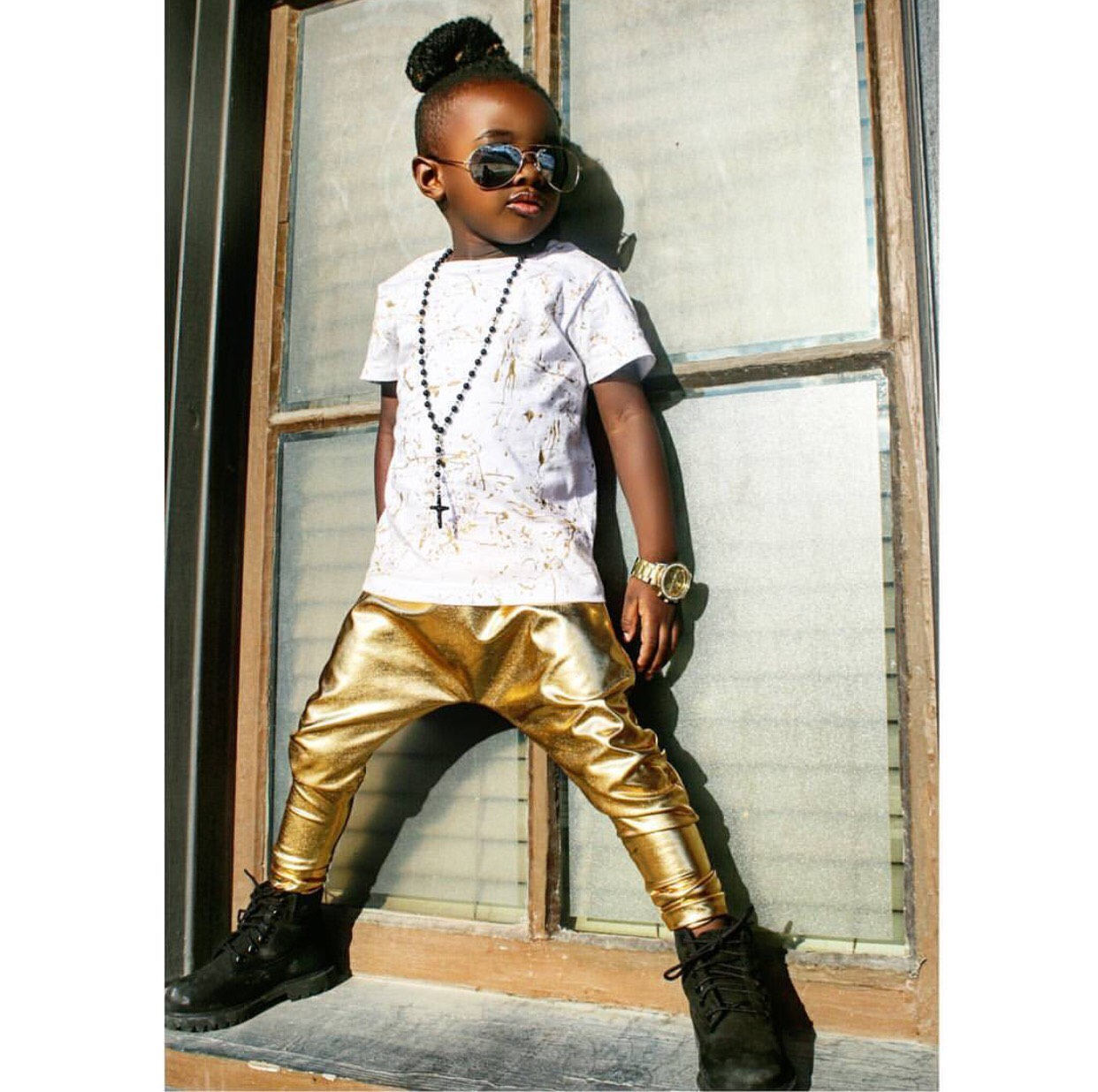 Gold faux leather leggings, Gold Harem pants , faux leather