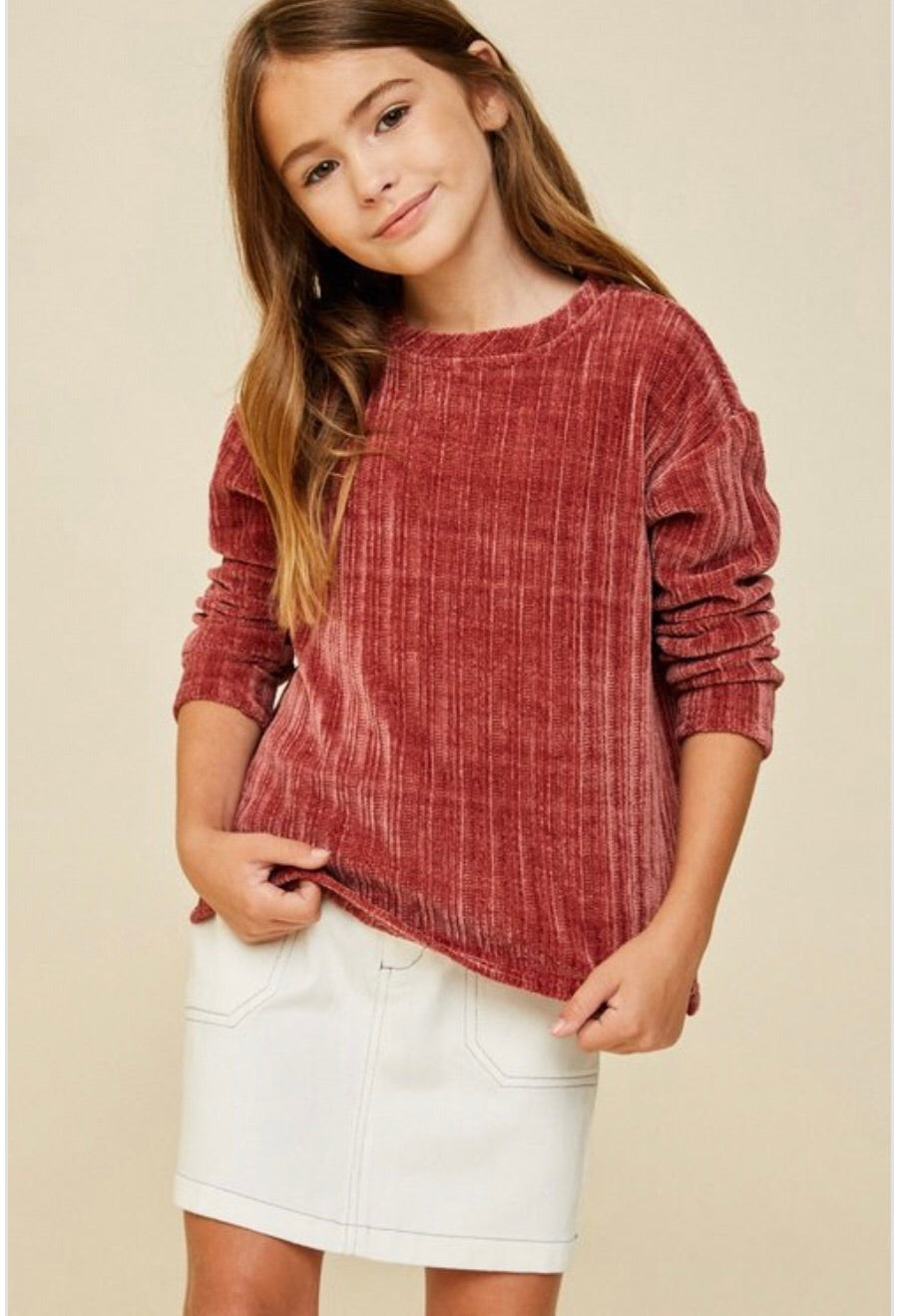 Corduroy knit sweater top