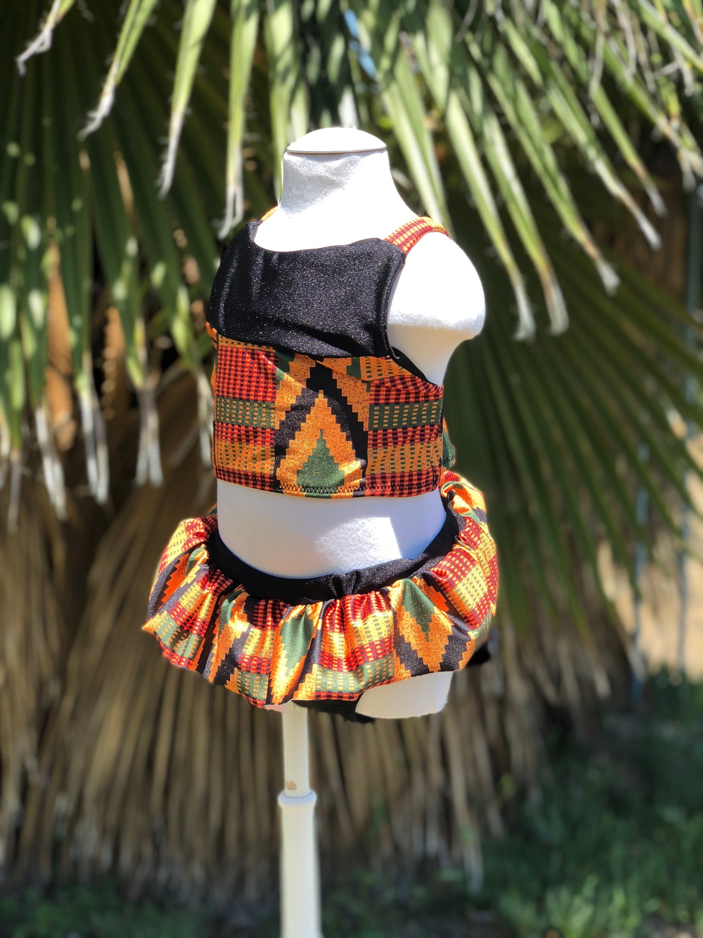 African print two piece girls bathing suit